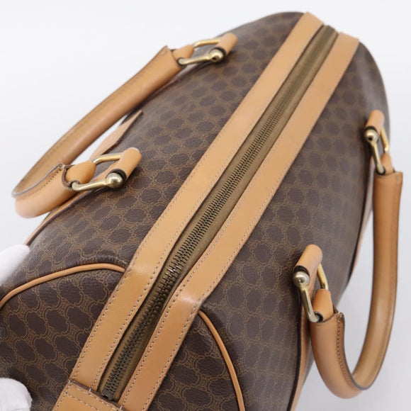 CELINE Macadam Canvas Boston Bag PVC Leather 2way Brown Gold Auth 189058