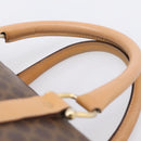 CELINE Macadam Canvas Boston Bag PVC Leather 2way Brown Gold Auth 189058-9