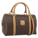 CELINE Macadam Canvas Boston Bag PVC Leather 2way Brown Gold Auth 189058A-1