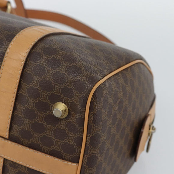 CELINE Macadam Canvas Boston Bag PVC Leather 2way Brown Gold Auth 189058A