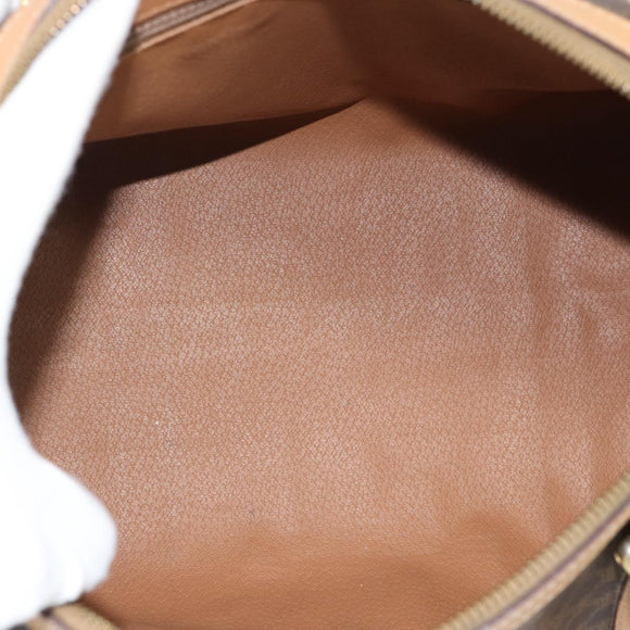 CELINE Macadam Canvas Boston Bag PVC Leather 2way Brown Gold Auth 189058A