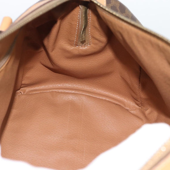 CELINE Macadam Canvas Boston Bag PVC Leather 2way Brown Gold Auth 189058A