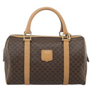 CELINE Macadam Canvas Boston Bag PVC Leather 2way Brown Gold Auth 189058A-13