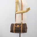 CELINE Macadam Canvas Boston Bag PVC Leather 2way Brown Gold Auth 189058A-23