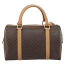 CELINE Macadam Canvas Boston Bag PVC Leather 2way Brown Gold Auth 189058A-2