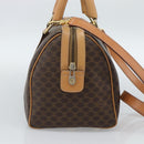 CELINE Macadam Canvas Boston Bag PVC Leather 2way Brown Gold Auth 189058A-3
