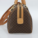 CELINE Macadam Canvas Boston Bag PVC Leather 2way Brown Gold Auth 189058A-4