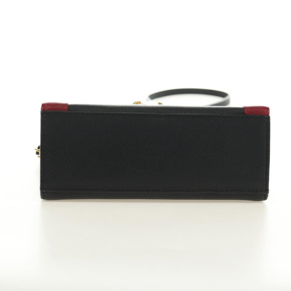SAINT LAURENT Hand Bag Leather 2way Black Gold Auth 189059A