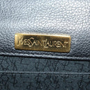 SAINT LAURENT Hand Bag Leather 2way Black Gold Auth 189059A-20