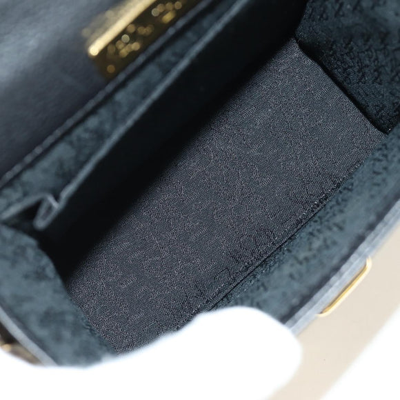 SAINT LAURENT Hand Bag Leather 2way Black Gold Auth 189059A