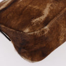 FENDI Mamma Baguette Shoulder Bag Harako leather Brown Silver Auth 189060A-14