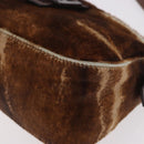 FENDI Mamma Baguette Shoulder Bag Harako leather Brown Silver Auth 189060A-15