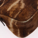 FENDI Mamma Baguette Shoulder Bag Harako leather Brown Silver Auth 189060A-16
