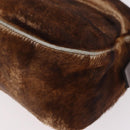 FENDI Mamma Baguette Shoulder Bag Harako leather Brown Silver Auth 189060A-17