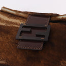 FENDI Mamma Baguette Shoulder Bag Harako leather Brown Silver Auth 189060A-19