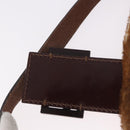 FENDI Mamma Baguette Shoulder Bag Harako leather Brown Silver Auth 189060A-9