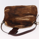 FENDI Mamma Baguette Shoulder Bag Harako leather Brown Silver Auth 189060A-10