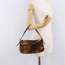 FENDI Mamma Baguette Shoulder Bag Harako leather Brown Silver Auth 189060A-25