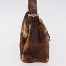 FENDI Mamma Baguette Shoulder Bag Harako leather Brown Silver Auth 189060A-4