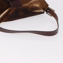 FENDI Mamma Baguette Shoulder Bag Harako leather Brown Silver Auth 189060A-7