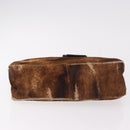 FENDI Mamma Baguette Shoulder Bag Harako leather Brown Silver Auth 189060A-5
