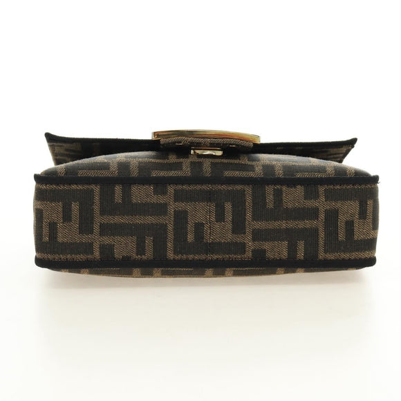 FENDI Chain Zucca Canvas Mamma Baguette Bag 2way Brown Black Auth 189061SV