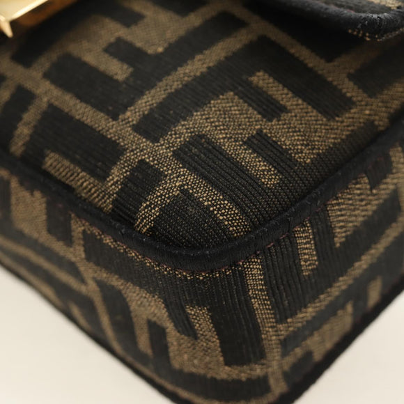FENDI Chain Zucca Canvas Mamma Baguette Bag 2way Brown Black Auth 189061SV