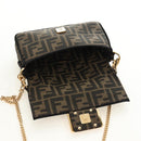 FENDI Chain Zucca Canvas Mamma Baguette Bag 2way Brown Black Auth 189061SV-21