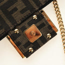 FENDI Chain Zucca Canvas Mamma Baguette Bag 2way Brown Black Auth 189061SV-22