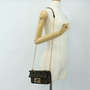 FENDI Chain Zucca Canvas Mamma Baguette Bag 2way Brown Black Auth 189061SV-26