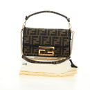 FENDI Chain Zucca Canvas Mamma Baguette Bag 2way Brown Black Auth 189061SV-12