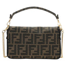 FENDI Chain Zucca Canvas Mamma Baguette Bag 2way Brown Black Auth 189061SV-2