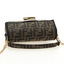 FENDI Chain Zucca Canvas Mamma Baguette Bag 2way Brown Black Auth 189061SV-6
