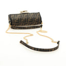 FENDI Chain Zucca Canvas Mamma Baguette Bag 2way Brown Black Auth 189061SV-8