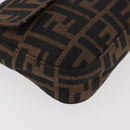 FENDI Zucca Canvas Mamma Baguette Shoulder Bag Black Brown Auth 189064V-10