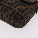 FENDI Zucca Canvas Mamma Baguette Shoulder Bag Black Brown Auth 189064V-11