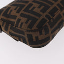 FENDI Zucca Canvas Mamma Baguette Shoulder Bag Black Brown Auth 189064V-12