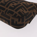 FENDI Zucca Canvas Mamma Baguette Shoulder Bag Black Brown Auth 189064V-13