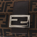 FENDI Zucca Canvas Mamma Baguette Shoulder Bag Black Brown Auth 189064V-15