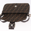 FENDI Zucca Canvas Mamma Baguette Shoulder Bag Black Brown Auth 189064V-17