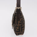 FENDI Zucca Canvas Mamma Baguette Shoulder Bag Black Brown Auth 189064V-4
