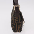 FENDI Zucca Canvas Mamma Baguette Shoulder Bag Black Brown Auth 189064V-5