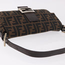 FENDI Zucca Canvas Mamma Baguette Shoulder Bag Black Brown Auth 189064V-6