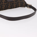 FENDI Zucca Canvas Mamma Baguette Shoulder Bag Black Brown Auth 189064V-7