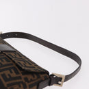 FENDI Zucca Canvas Mamma Baguette Shoulder Bag Black Brown Auth 189064V-8