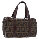 FENDI Zucca Canvas Hand Bag Black Brown Auth 189065-1