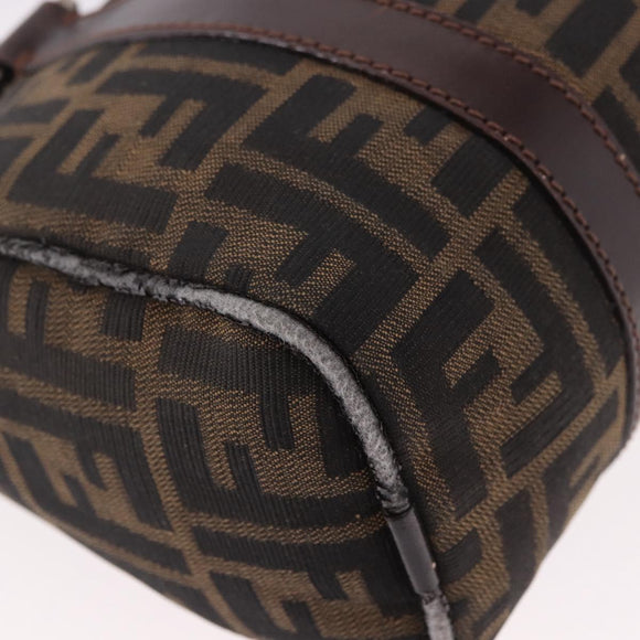FENDI Zucca Canvas Hand Bag Black Brown Auth 189065