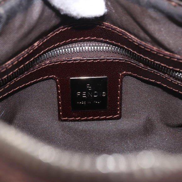 FENDI Zucca Canvas Hand Bag Black Brown Auth 189065