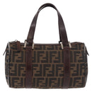 FENDI Zucca Canvas Hand Bag Black Brown Auth 189065-13