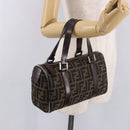 FENDI Zucca Canvas Hand Bag Black Brown Auth 189065-22